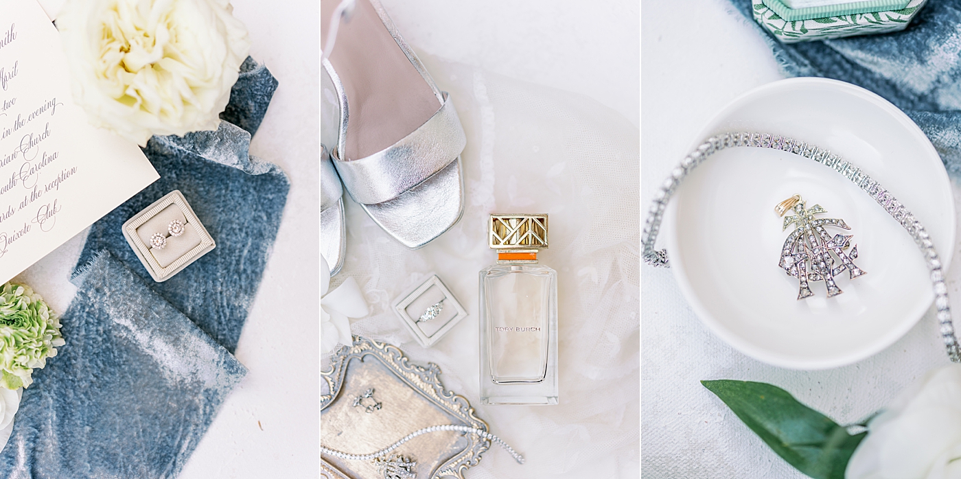 Bridal details in shades of blue and silver | Photo by Annie Laura Photography