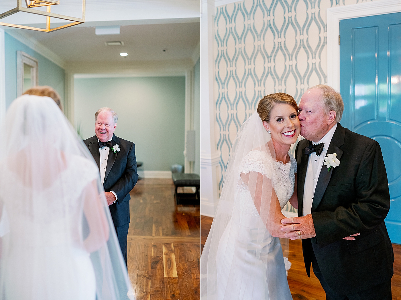 Bride and first look with her dad | Image by Annie Laura Photo