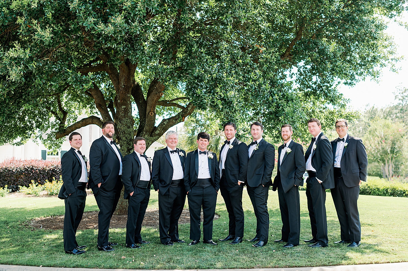 Groomsmen portraits during Simple Southern Country Club Wedding | Image by Annie Laura Photo