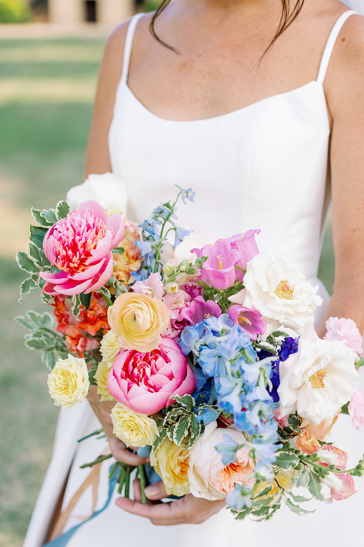 Detail of colorful bridal bouquet | Photo by Annie Laura Photo