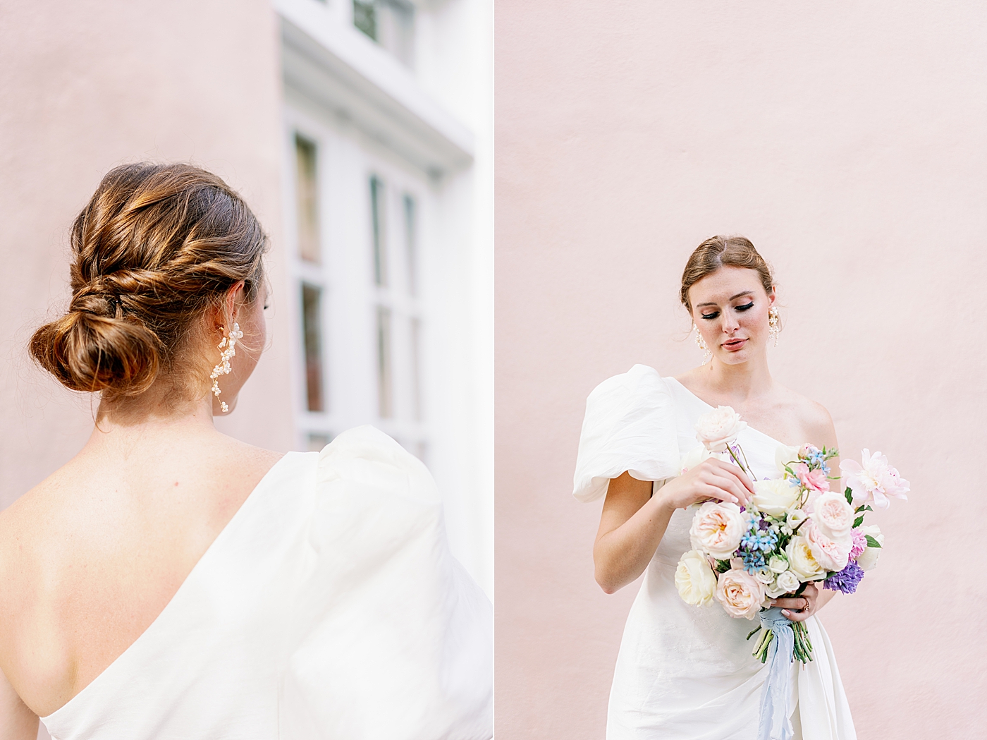 Detail of brides hair during Elevated City Hall Elopement in Charleston | Images by Annie Laura Photo