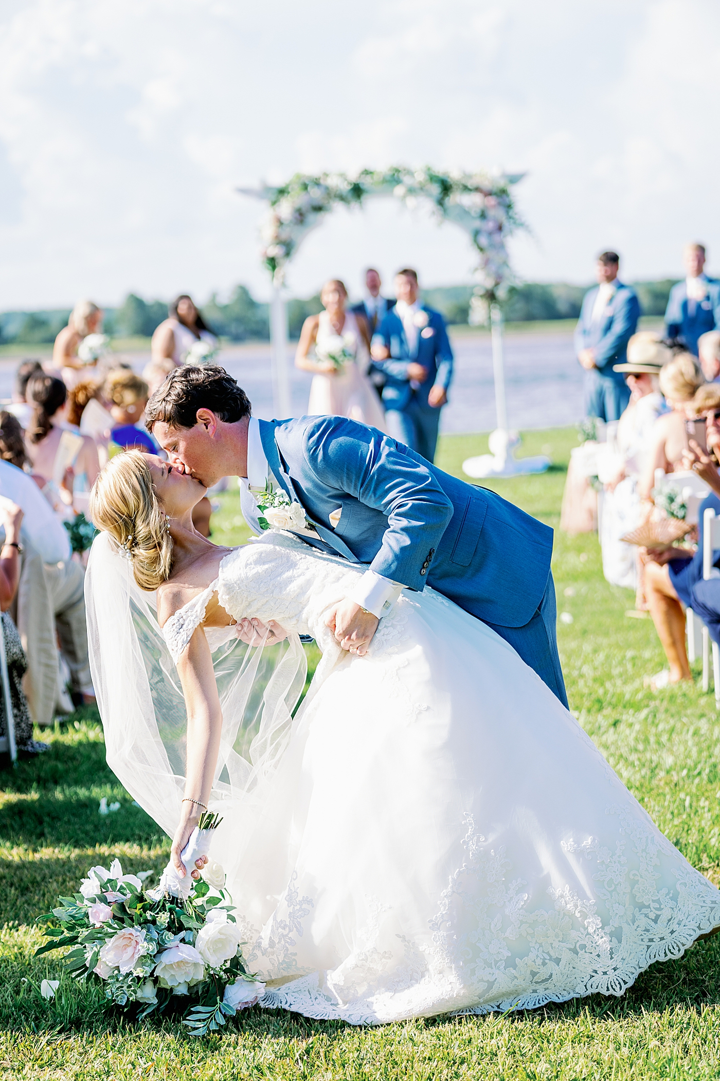 during their Coastal Island House Wedding | Image by Annie Laura Photo